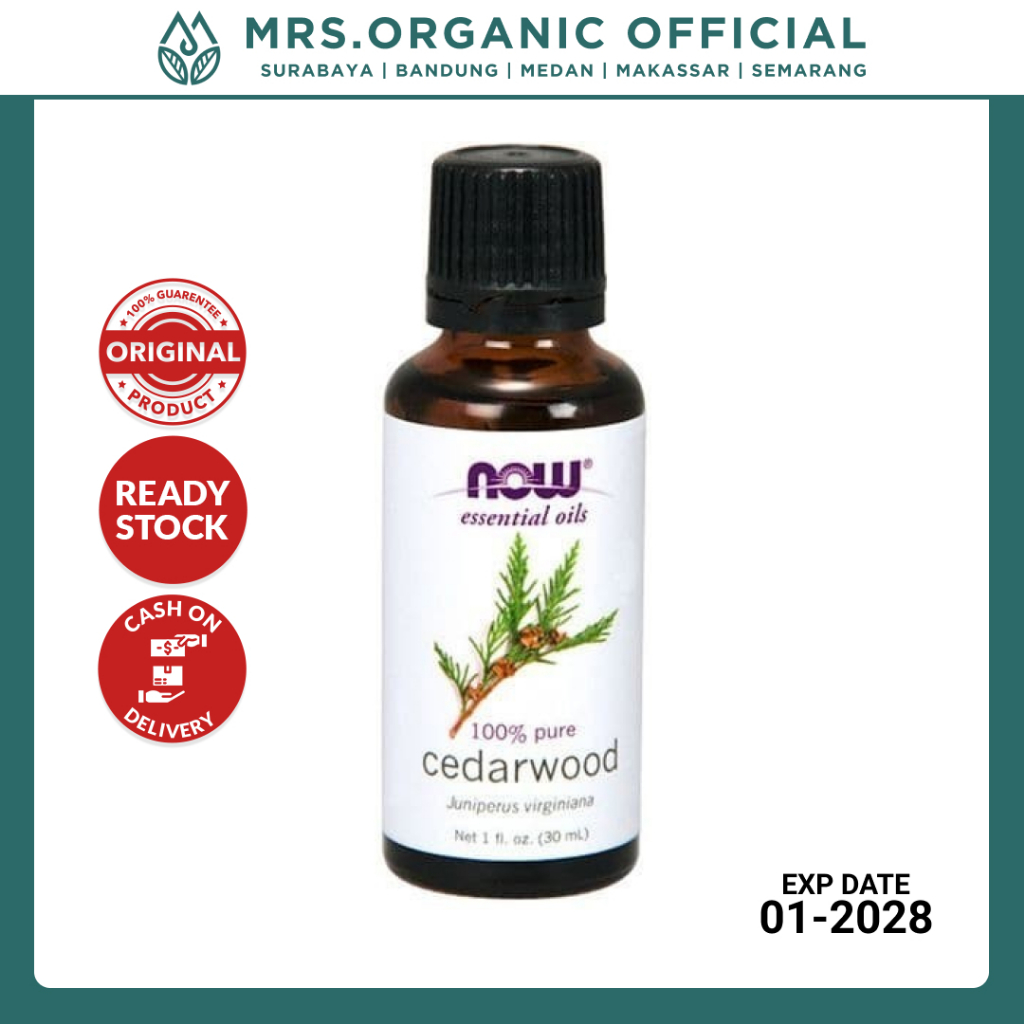NOW Essential Oil Cedarwood 30ml - Essentials Esential Oils Aromatherapy Ruangan Diffuser Flu and Co
