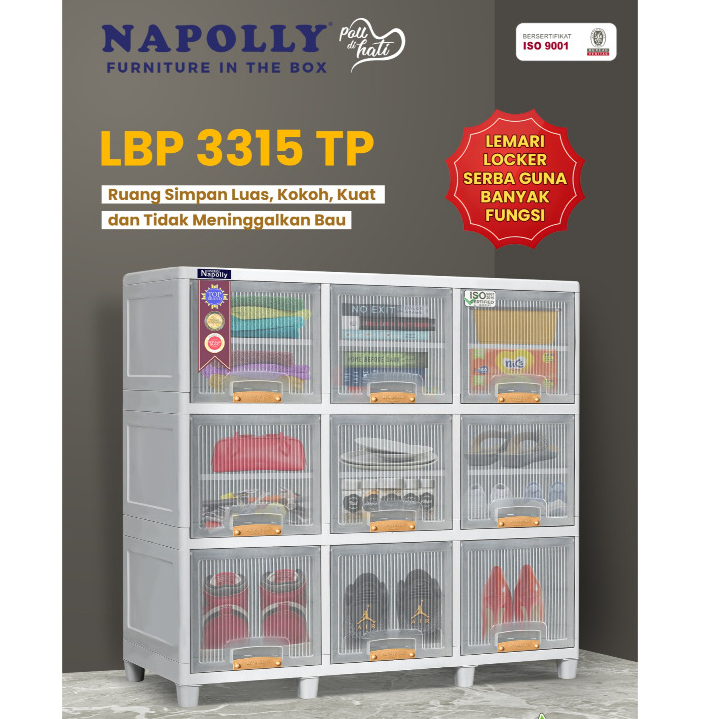 LEMARI PAKAIAN PLASTIK LOCKER BOX SUSUN 3 - LEMARI SERBAGUNA TRANSPARANT