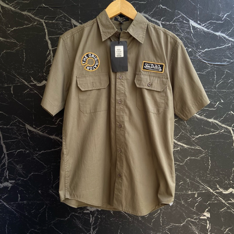 Kemeja Workshirt VonDutch Olive Original Full Bordir