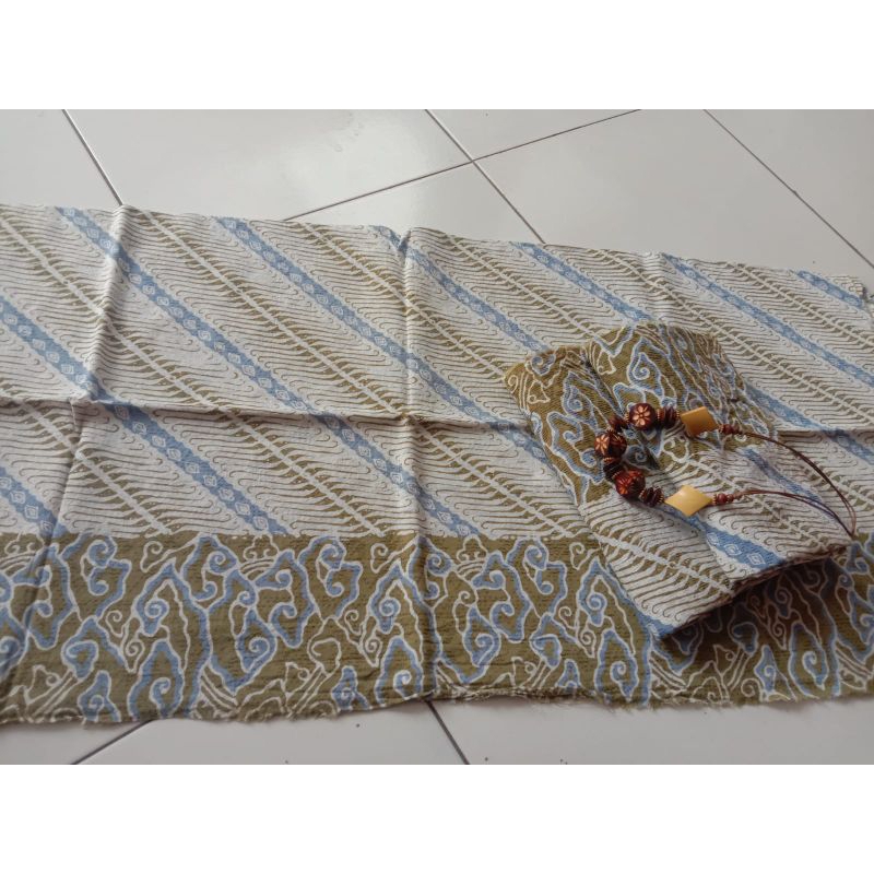 BATIK CAP MOTIF MEGA MENDUNG PARANG KAIN DOBBY OLIVE