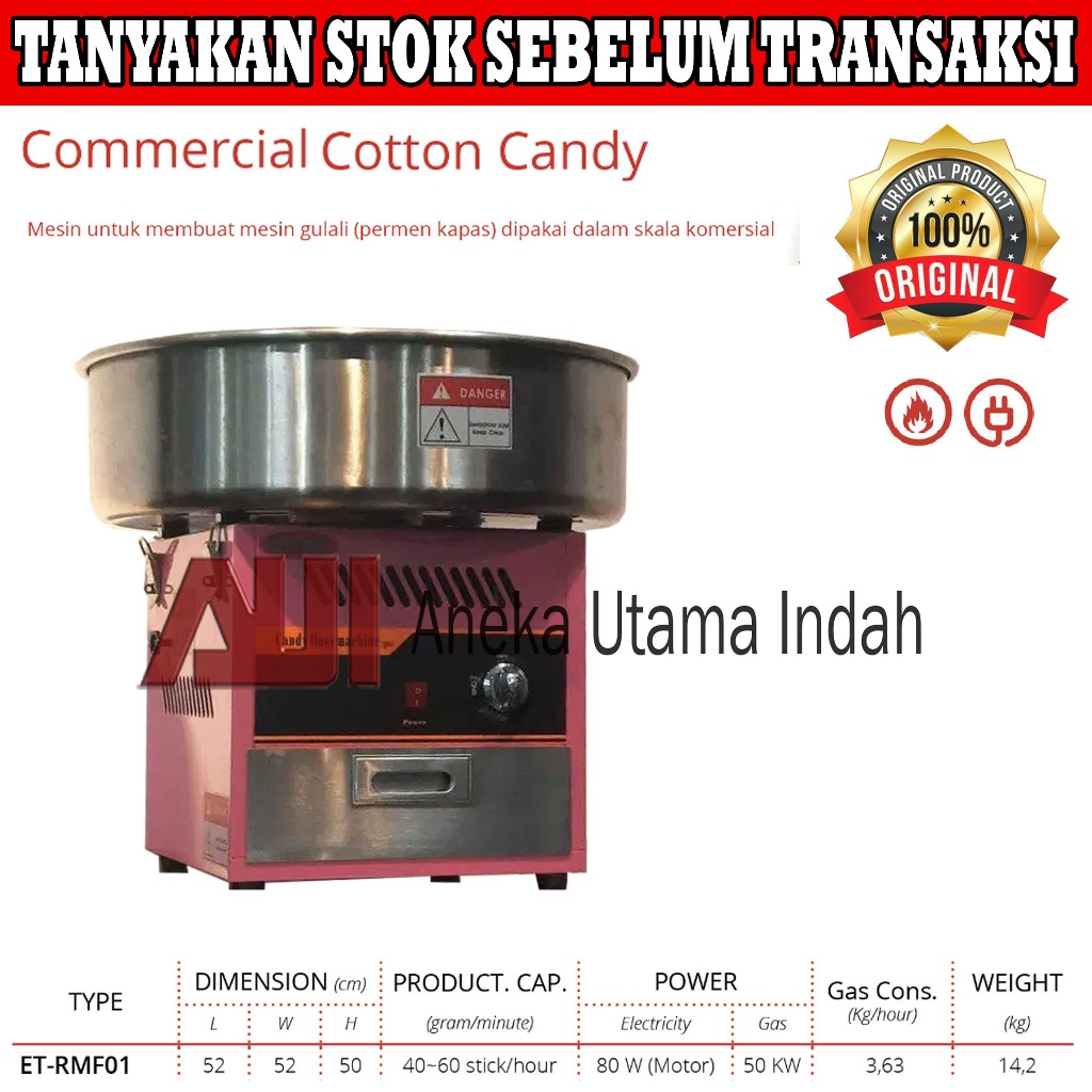 Khusus Instant - Getra ET-RMF01 Gas Cotton Candy Machine / Mesin Pembuat Gulali Kapas / Mesin Gulali