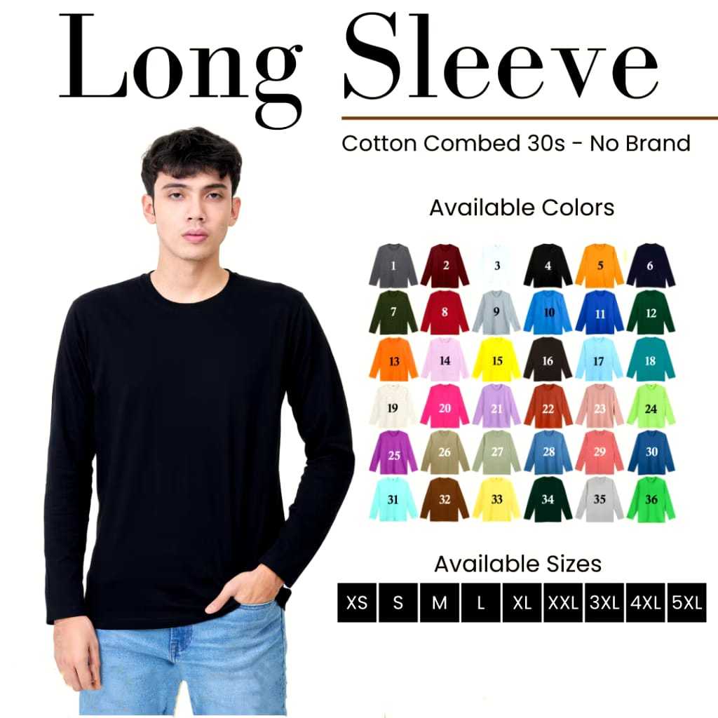 KAOS POLOS PANJANG COTTON COMBED 30S/KAOS LENGAN PANJANG PRIA ROUND NECK/KAOS COSTUM LENGAN PANJANG 