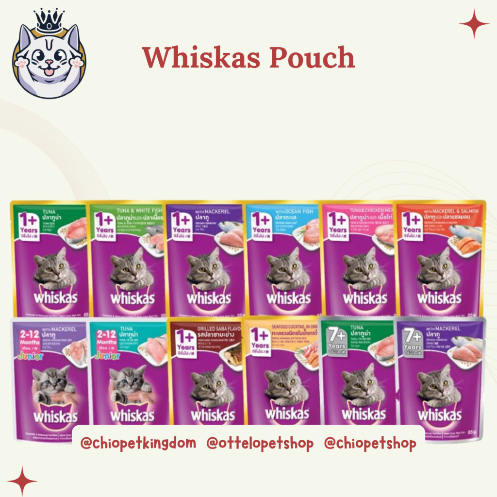 Whiskas Pouch Makanan Basah / Whiskas Pouch 1+ / Whiskas Pouch Kitten / Whiskas Pouch 7+ / Wet Food 