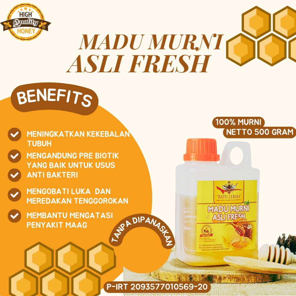 

RATU LEBAH - Madu Murni 100% Asli Fresh Multiflora - 0,5kg