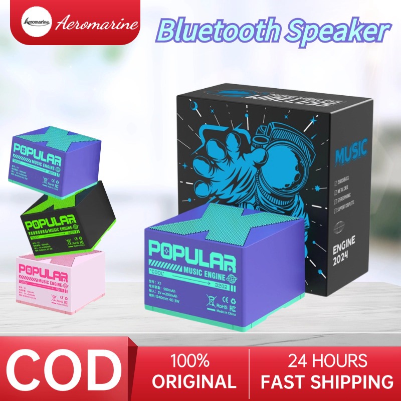 Aeromarine【COD】X1 Bluetooth Speaker Wireless Outdoor BT 5.0 Portable Subwoofer Stereo Surround Sound