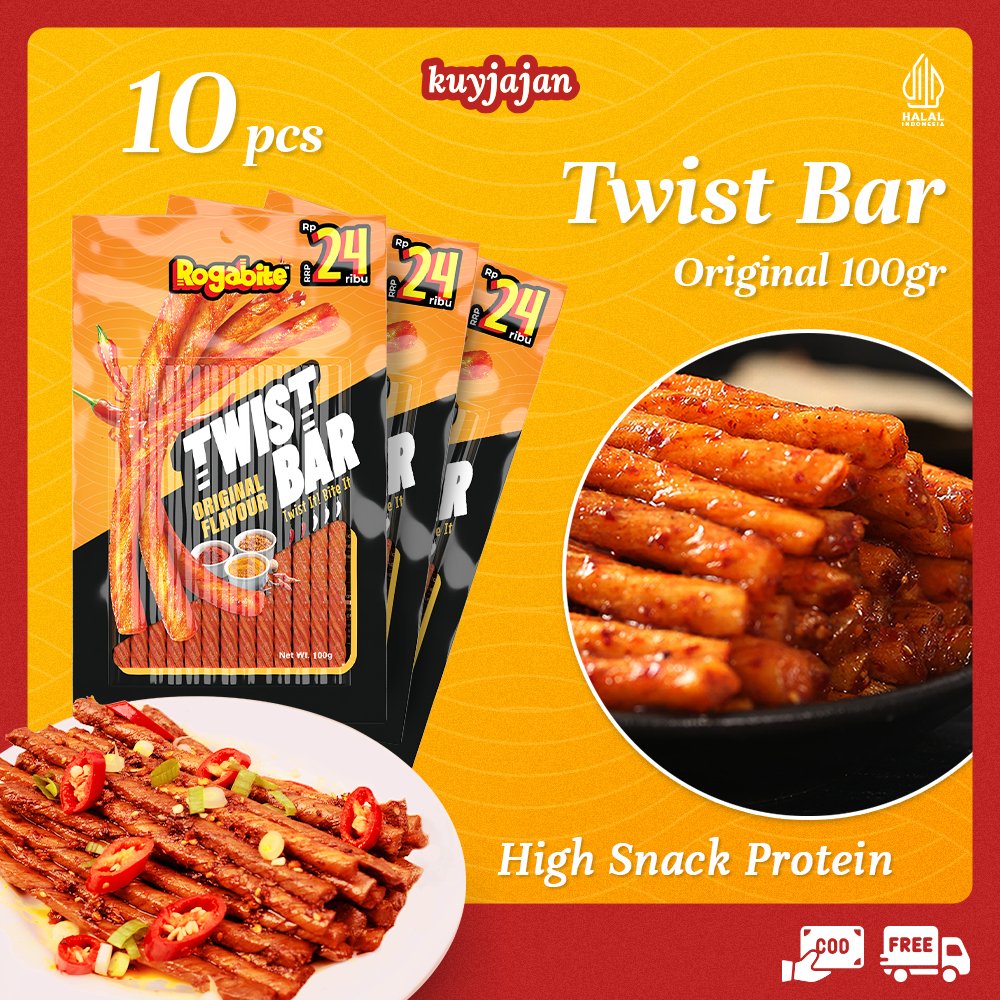 

KuyJajan [HALAL] [10PCS] Twist Bar Gluten Spicy Tofu Snack High Protein Camilan Makanan Ringan 100gr | Latiao Halal