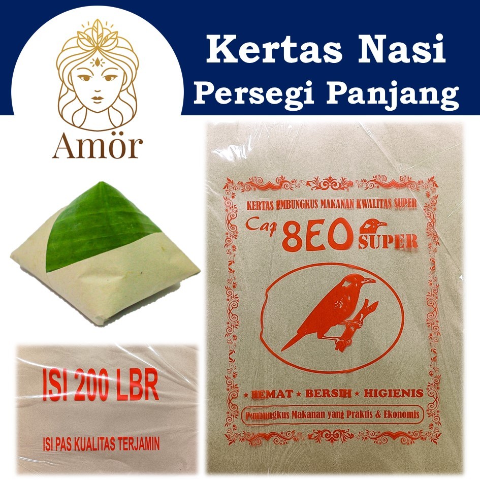 kertas nasi coklat besar / kraft craft paper persegi panjang / alas bungkus nasi lauk makanan