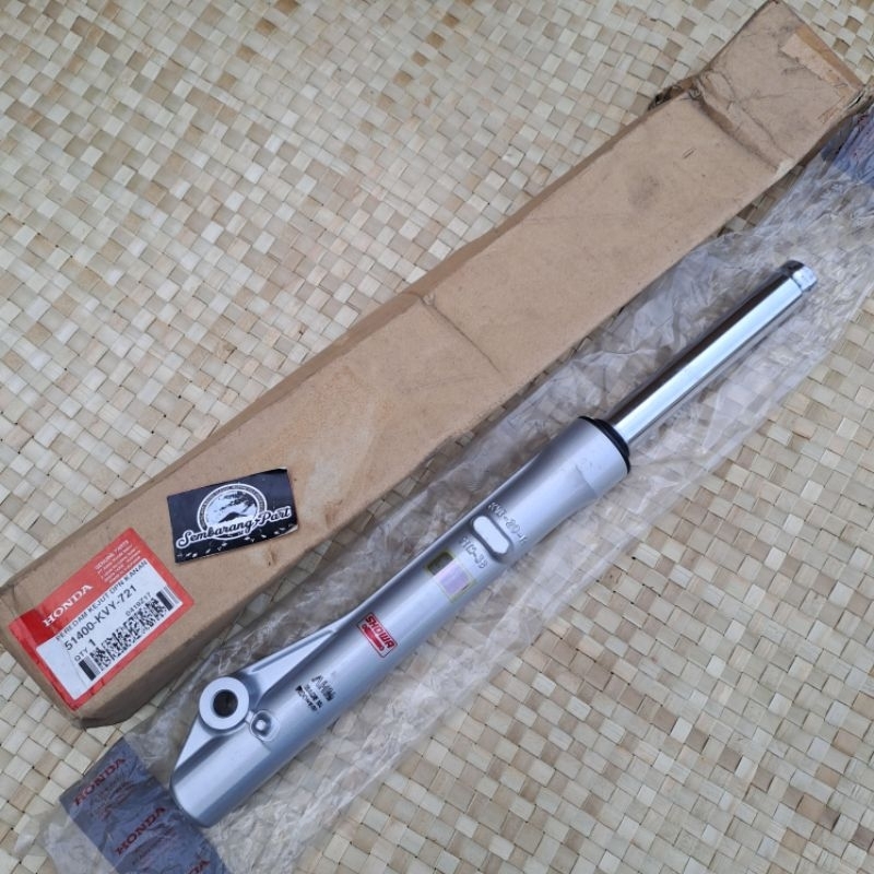BOTTOM SHOCK DEPAN ASSY KANAN HONDA BEAT KARBU GEN 2 SILVER SPAKBOR ATAS ORIGINAL AHM