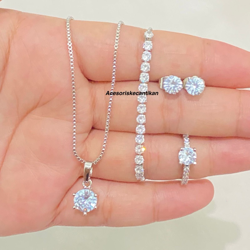 satu set perhiasan titanium italy silver terbaru termurah