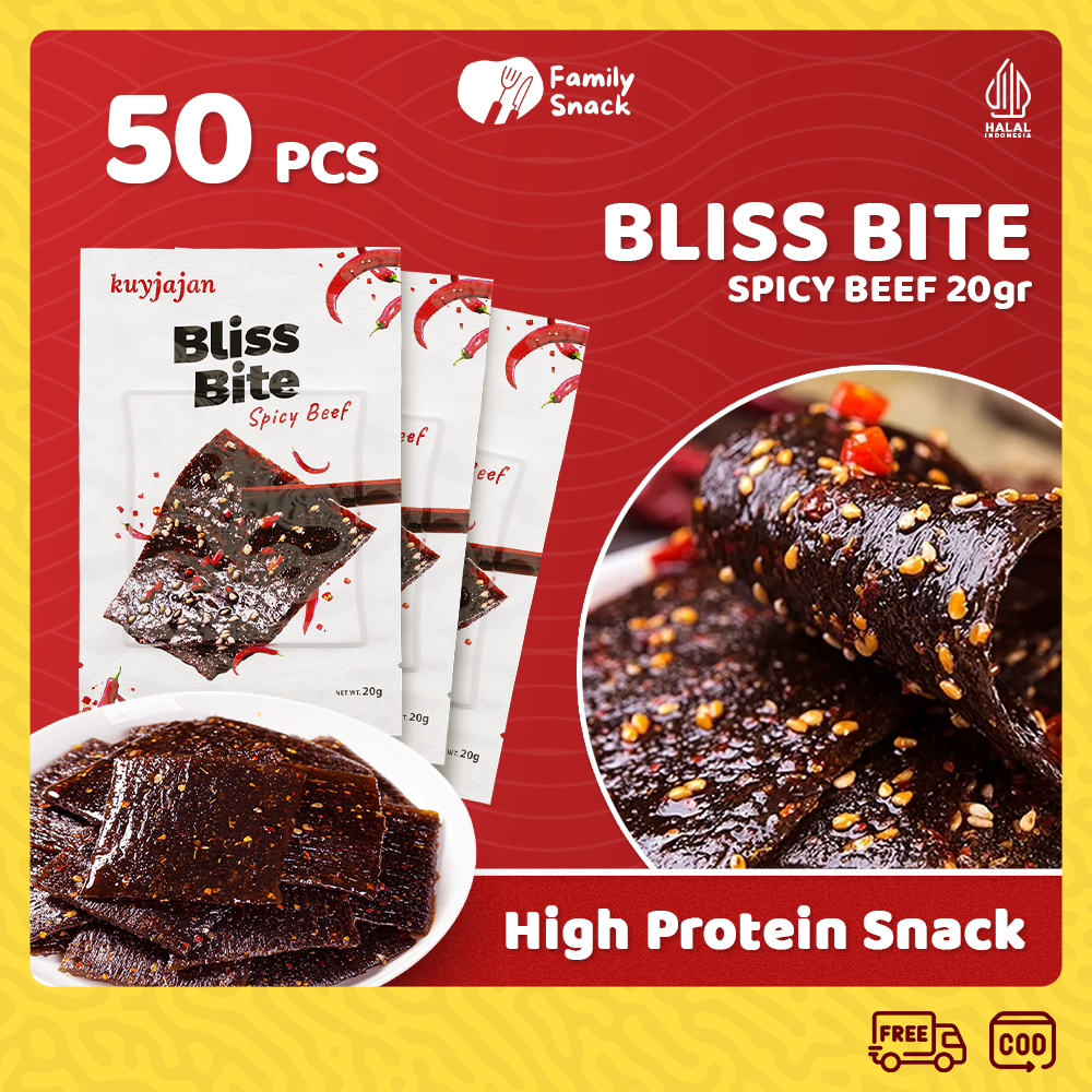 

Family Snack - [HALAL] [50-100PCS] Snack Bliss Bite Spicy Beef 20gr Camilan Pedas Makanan Ringan | Latiao Halal