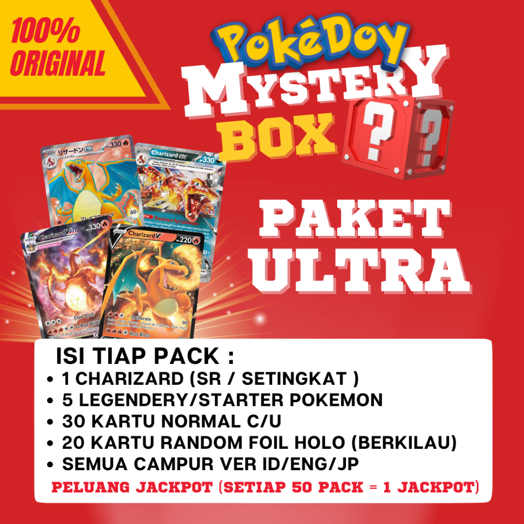 Kartu Pokemon Charizard Mystery Box TCG Card V Ex Vmax SAR SR RR GX Foil Holo Vstar Pack Misteri