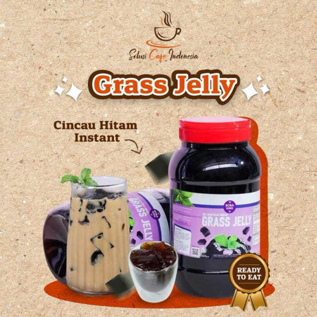 

Grass Jelly Topping Cincau Instant Boba King Siap Pakai