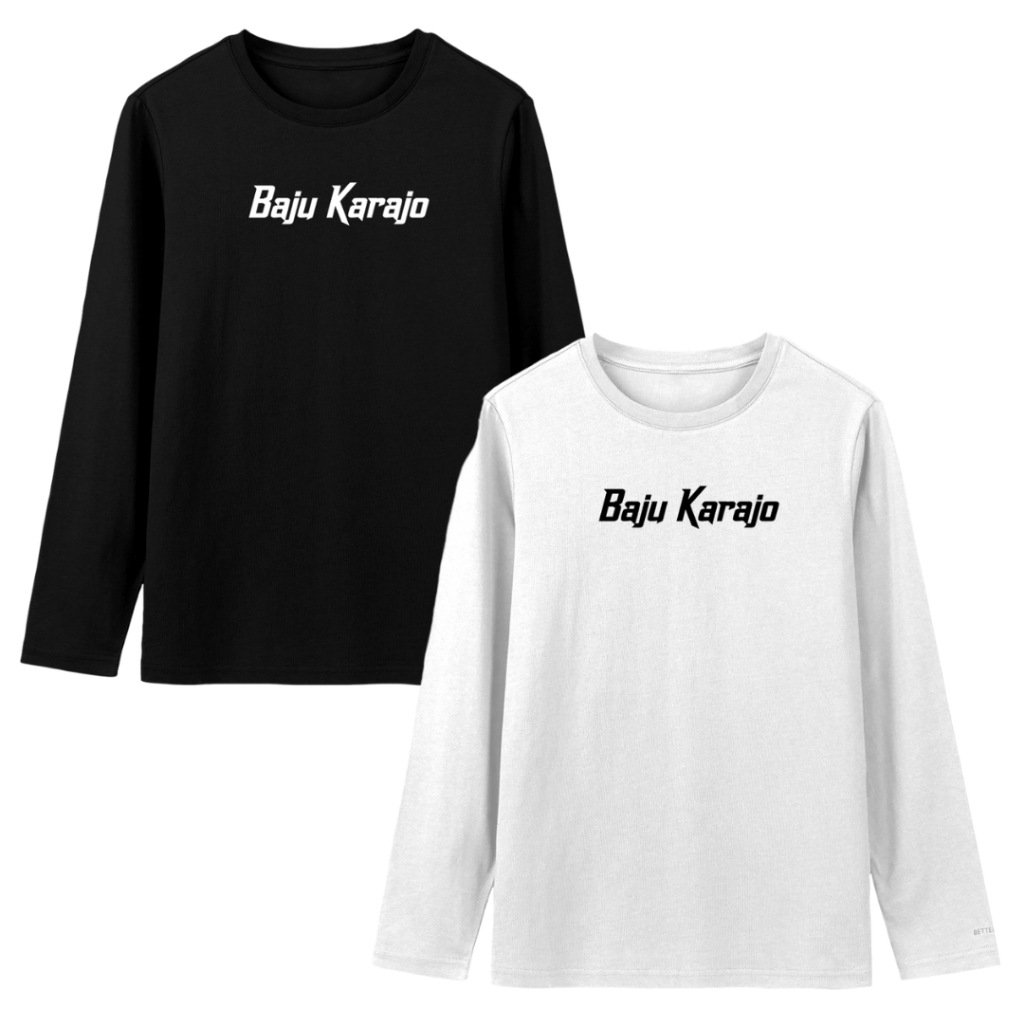 T-Shirt Kaos Minang Kata Kata Baju Karajo Lengan Panjang Cotton Combed 30s Pria & Wanita