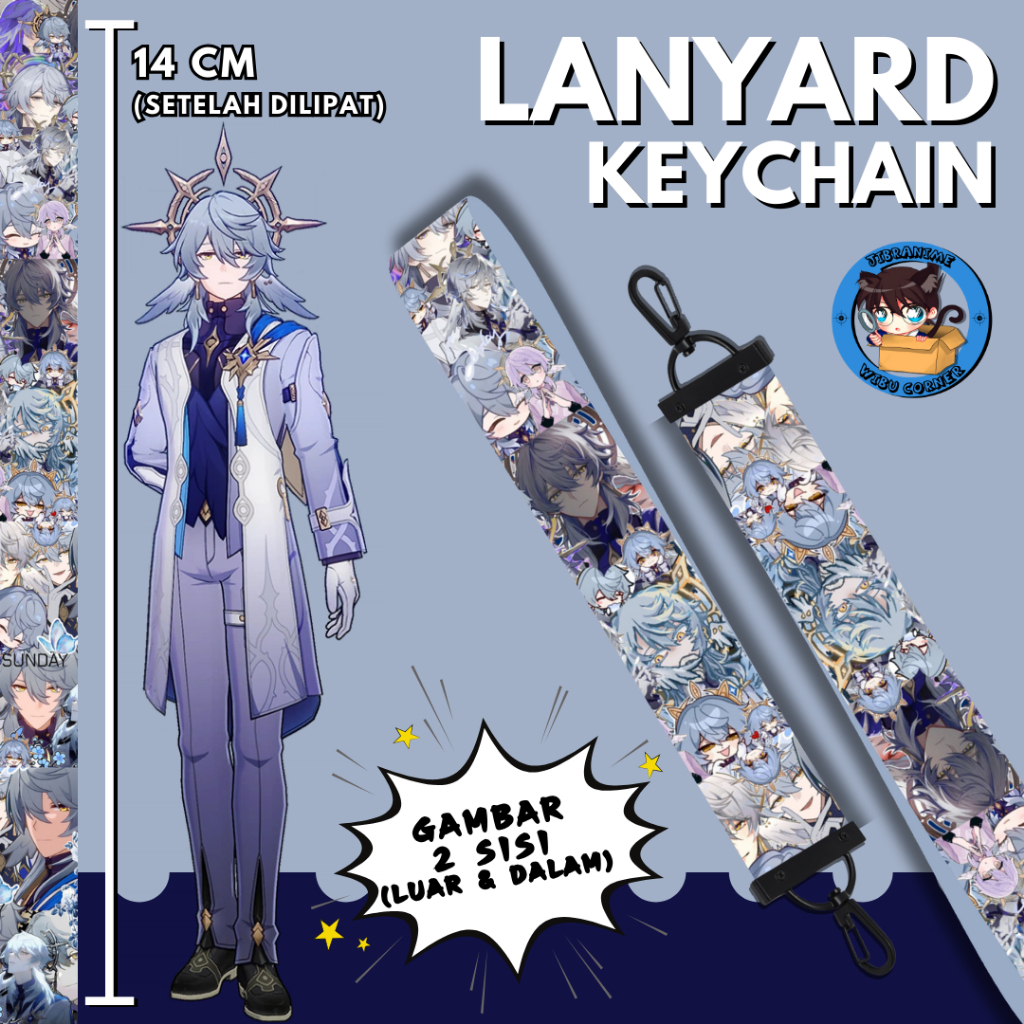 

Lanyard Strap Anime 2 Sisi /Sunday Honkai Star Rail / Lanyard Custom Suka Suka / Gantungan kunci layard keychain