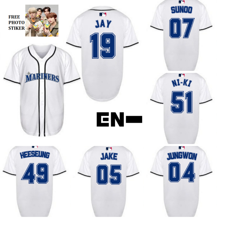 Baju jersey baseball new mariner enhyp number kpop jungwon heeseung jay niki sunoo sunghoon jake kor