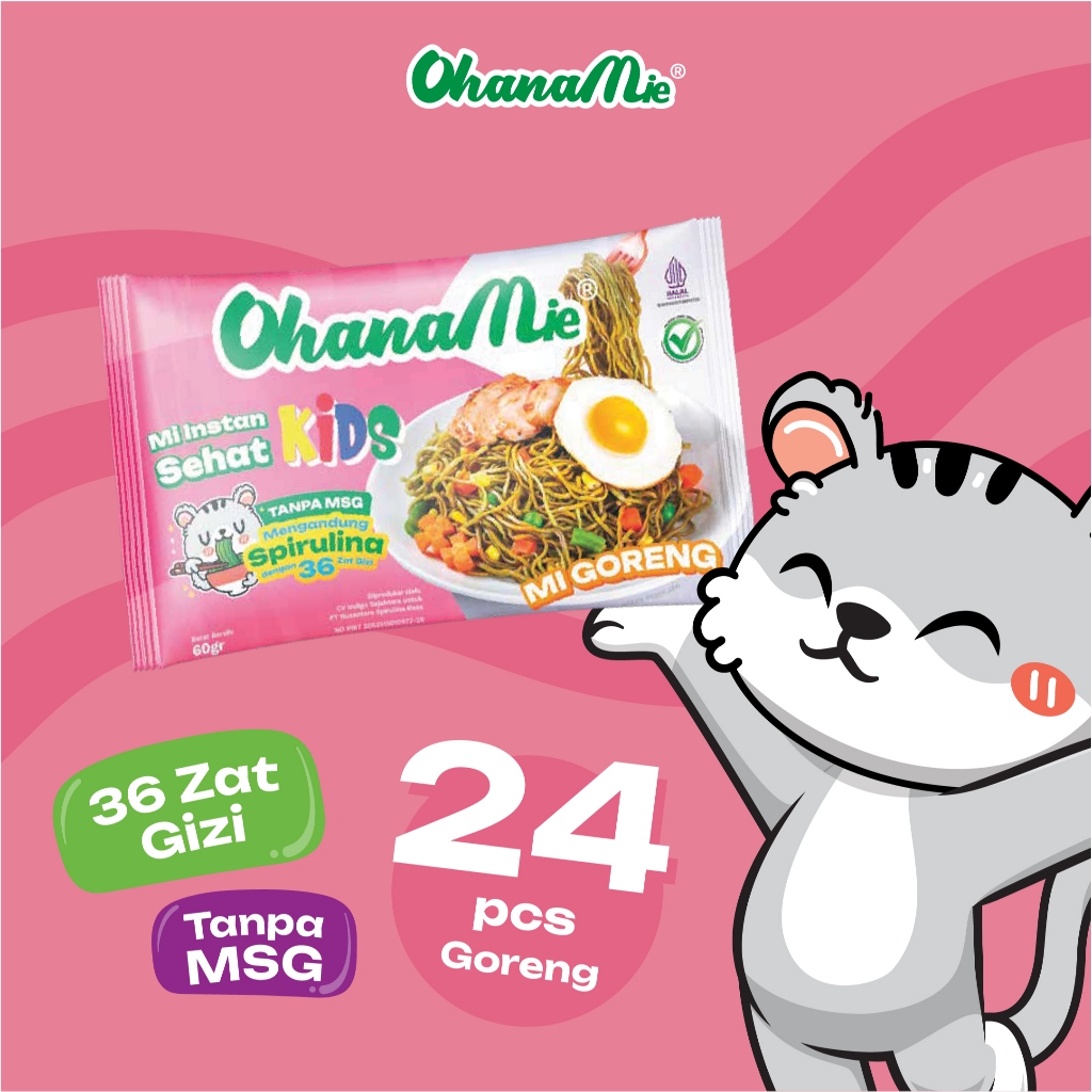 

Mie Instan Goreng Anak Sehat Tinggi Protein Ohana Mie - 24 pcs