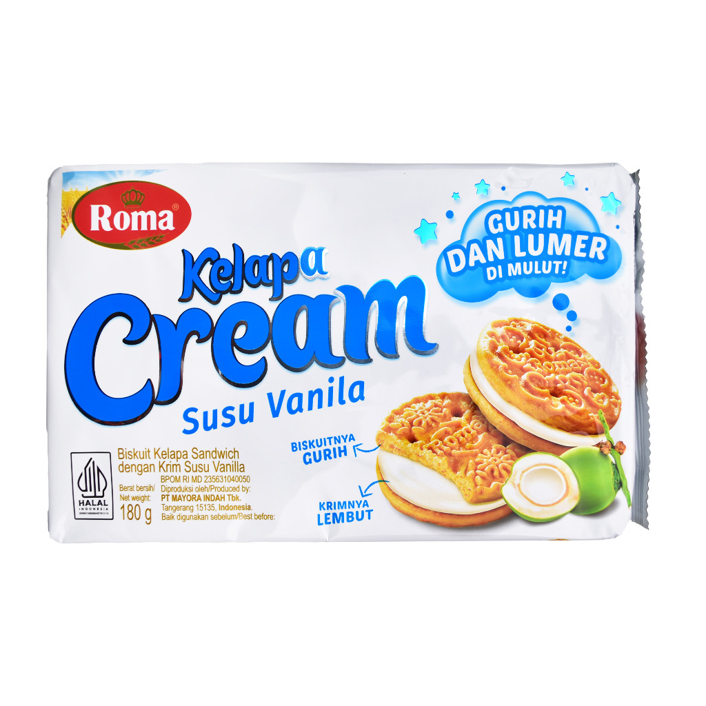 

Biskuit ROMA Kelapa Cream Vanila Cokelat 189 Gr