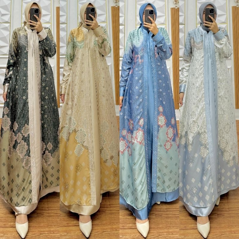 Gamis silk kombinasi polos payet premium//gamis muslim wanita//gamis silk kombinasi payet premium ju
