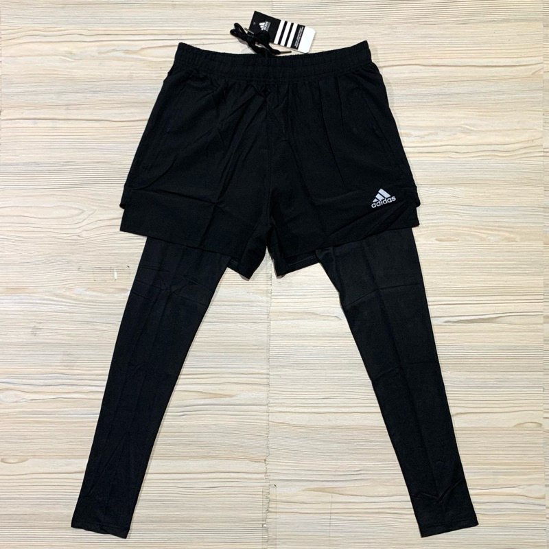 CELANA LEGGING PANJANG PENDEK PARASUT MICRO ADIDAS IMPORT PRIA WANITA OLAHRAGA RUNNING DOUBLE LAYERS