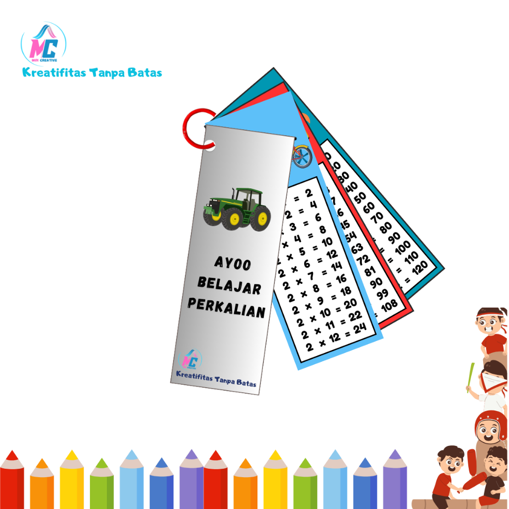 Flashcard Edukasi Anak Tabel Perkalian Pengurangan Penjumlahan Pembagian Matematika Dari Angka 1-10 