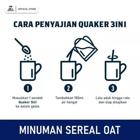 

RB (Isi 8 pcs) Quaker 3-in-1 Minuman Sereal Oats 3 in 1 Gandum Cereal Sarapan Sehat