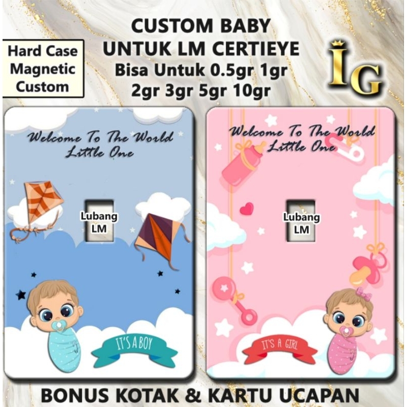 Cover Emas ANTAM Certicard WELCOME BABY GIRL BOY (TANPA EMASNYA) + Box Gratis Kartu Ucapan Custom
