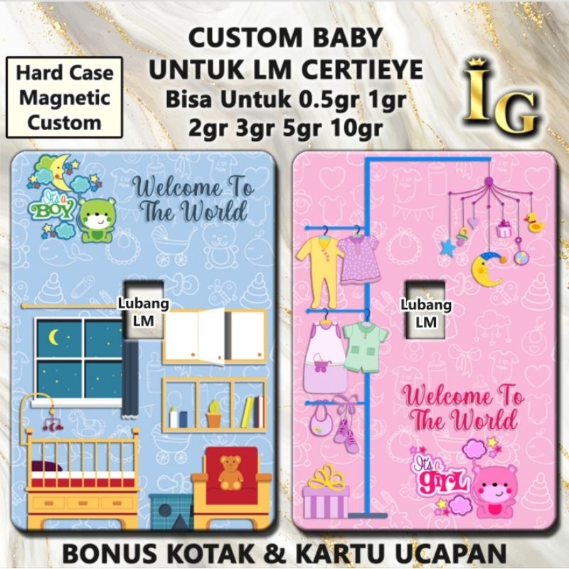 Cover Emas ANTAM Certieye WELCOME BABY BOY GIRL (TANPA EMASNYA) + Kotak Gratis Kartu Ucapan Custom