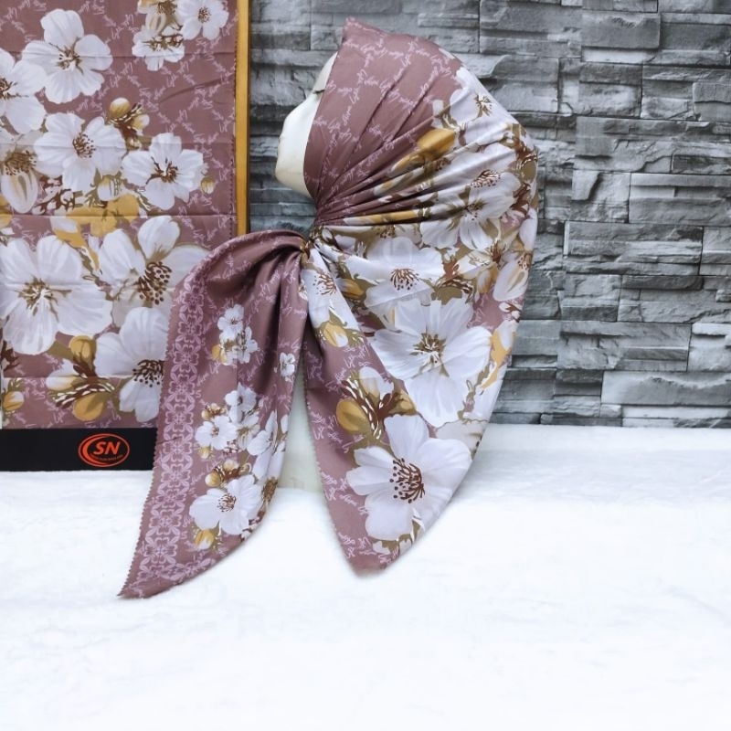 NUANSA PINK hijab segiempat denay voal motif semarang