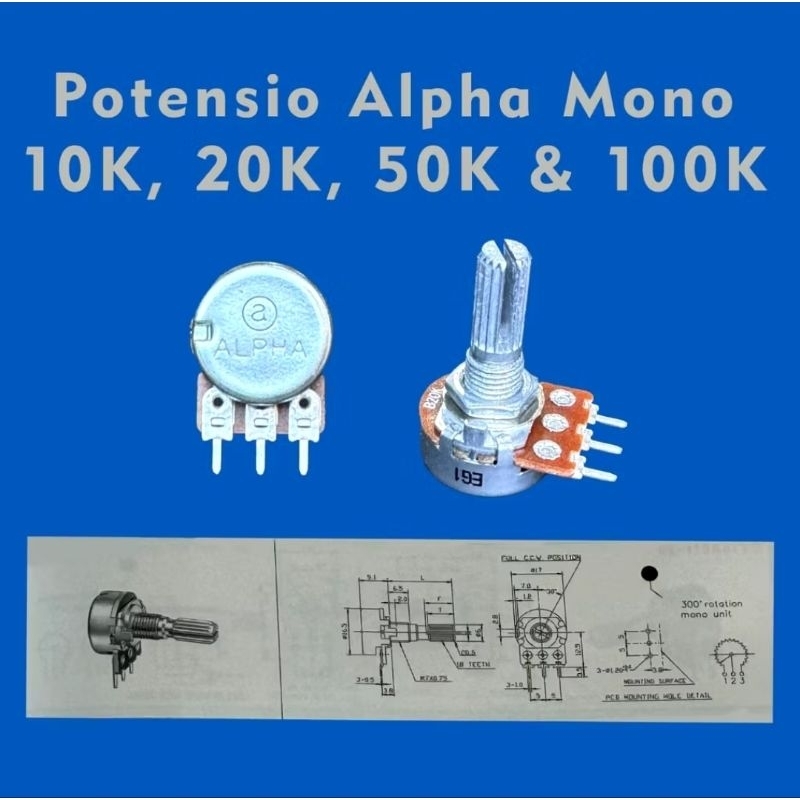 POTENSIO Alpha mono 10k 20k 50k 100k Alpha mono potensio
