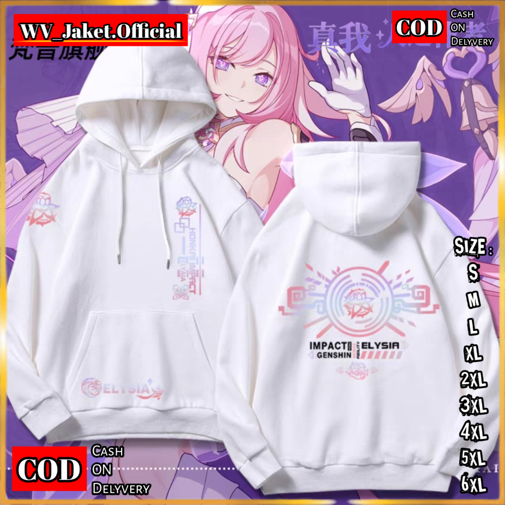 WareVisible Jacket Hoodie Pullover HONKAI ELYSIA  Oversize Korean Style Unisex Jacket Fleece