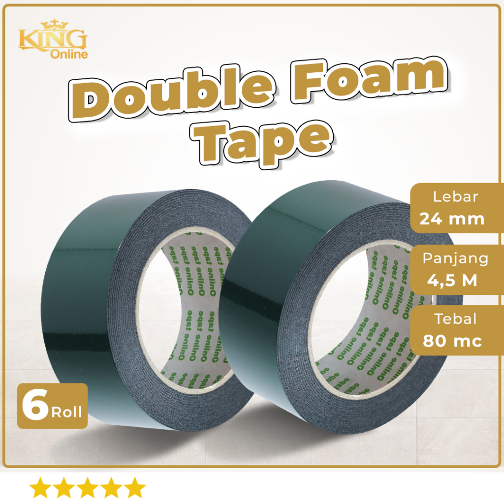 

[6 Pcs] Double Tape Foam/Busa/ Merk Online Tape Hijau 2.5mm x 5m Hitam Kualitas 3M Ajaib superkuat