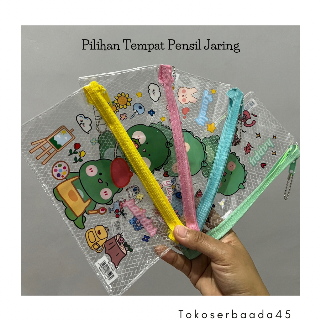 

Tempat Pensil Jaring Pencil Case Pulpen Wadah Plastik pena Motif Jaring Transparan Tranparant Keropi