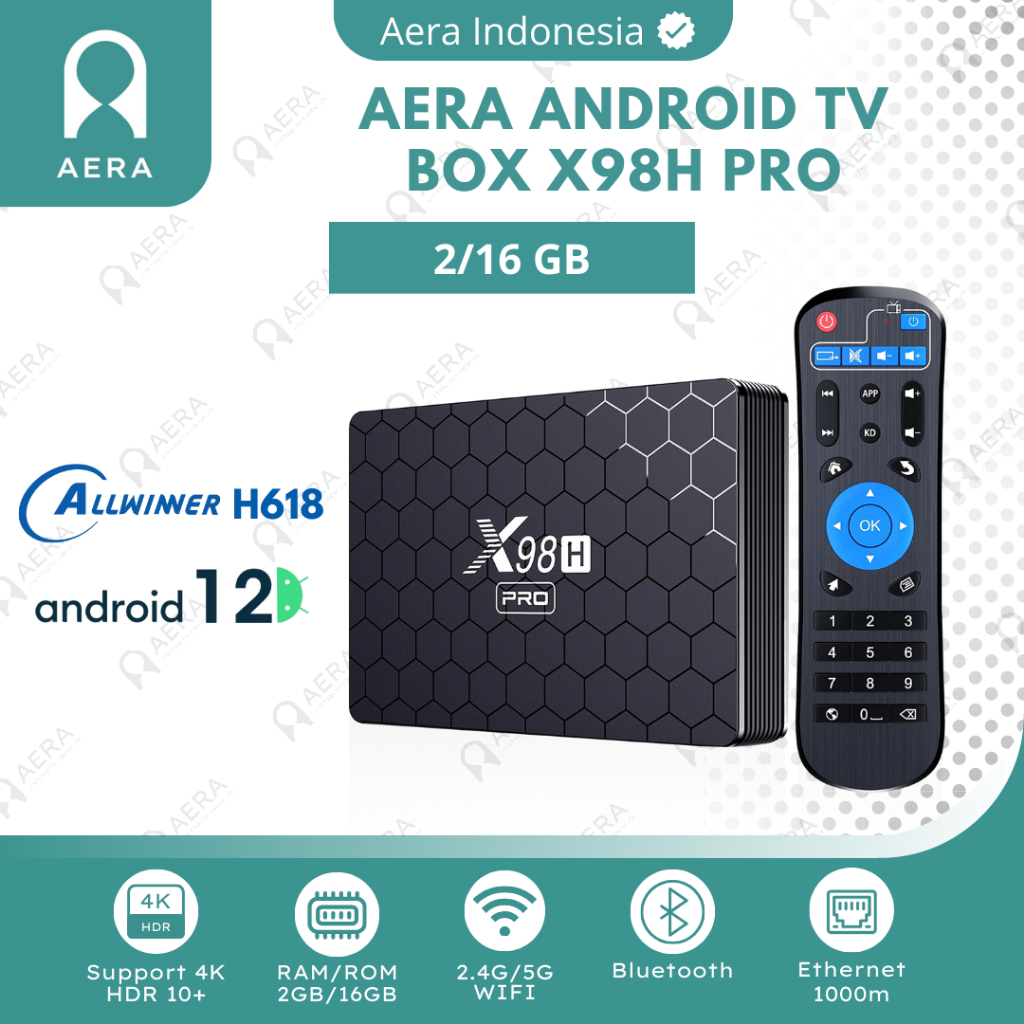 Tv Box Android X98H Pro Ram 2 Rom 16 Android 12 4K | Android Tv Box X98H Pro Bluetooth