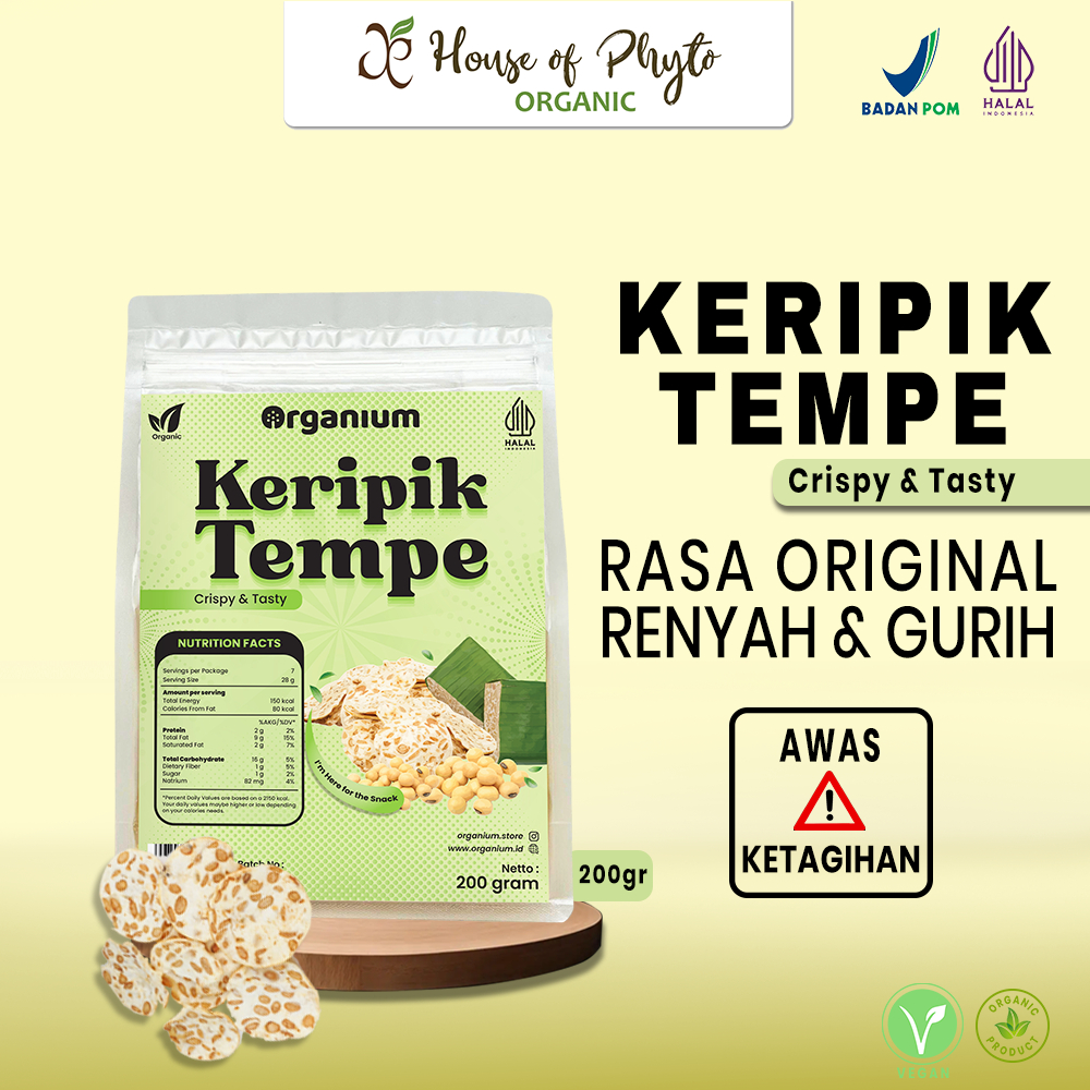 

Organium Chips Tempeh Tasty , Keripik Tempe Gurih Original - 200g