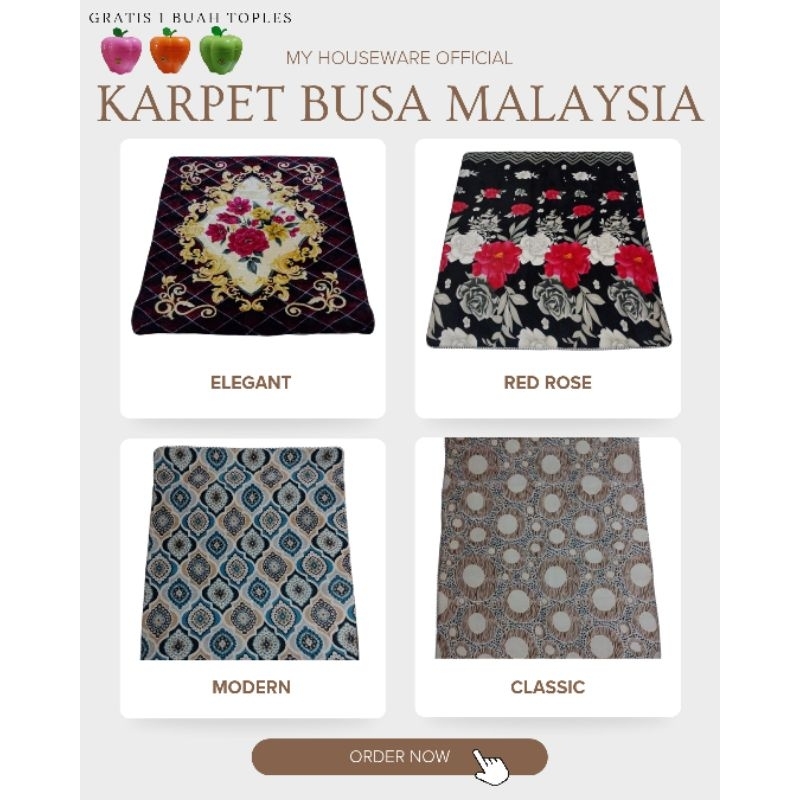 [READY STOCK] BONUS TOPLES  KARPET BUSA MALAYSIA 150 x 200 | AMBAL MALAYSIA 150 x 200