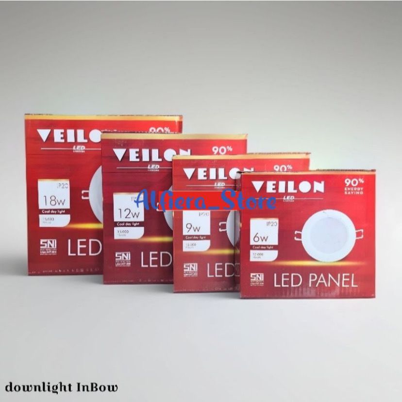 Panle Lampu Downlight LED IB Panel VEILON 6W 9W 12W 18W Bulat Putih Super Terang Drop Ceiling Donlig