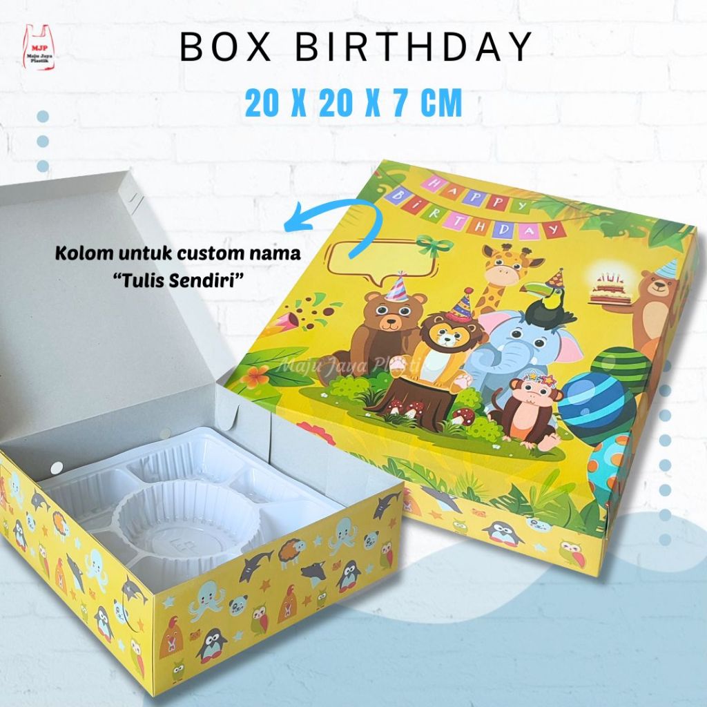 

Box Kotak Dos Nasi Kue Snack happy Birthday 20 x 20 x 7 cm Dus Kotak Nasi Kids Ulang Tahun 20x20x7