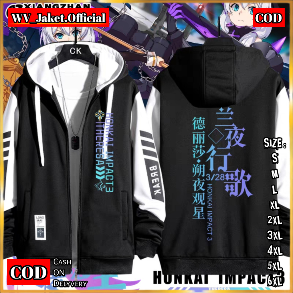 WareVisible Jacket Hoodie ZIPPER HONKAI THEROSHA Oversize Korean Style Unisex Jaket Fleece