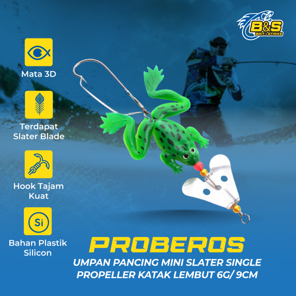 PROBEROS Umpan Pancing Mini Slater Single Propeller Katak Lembut 6G / 9cm umpan soft frog LK145