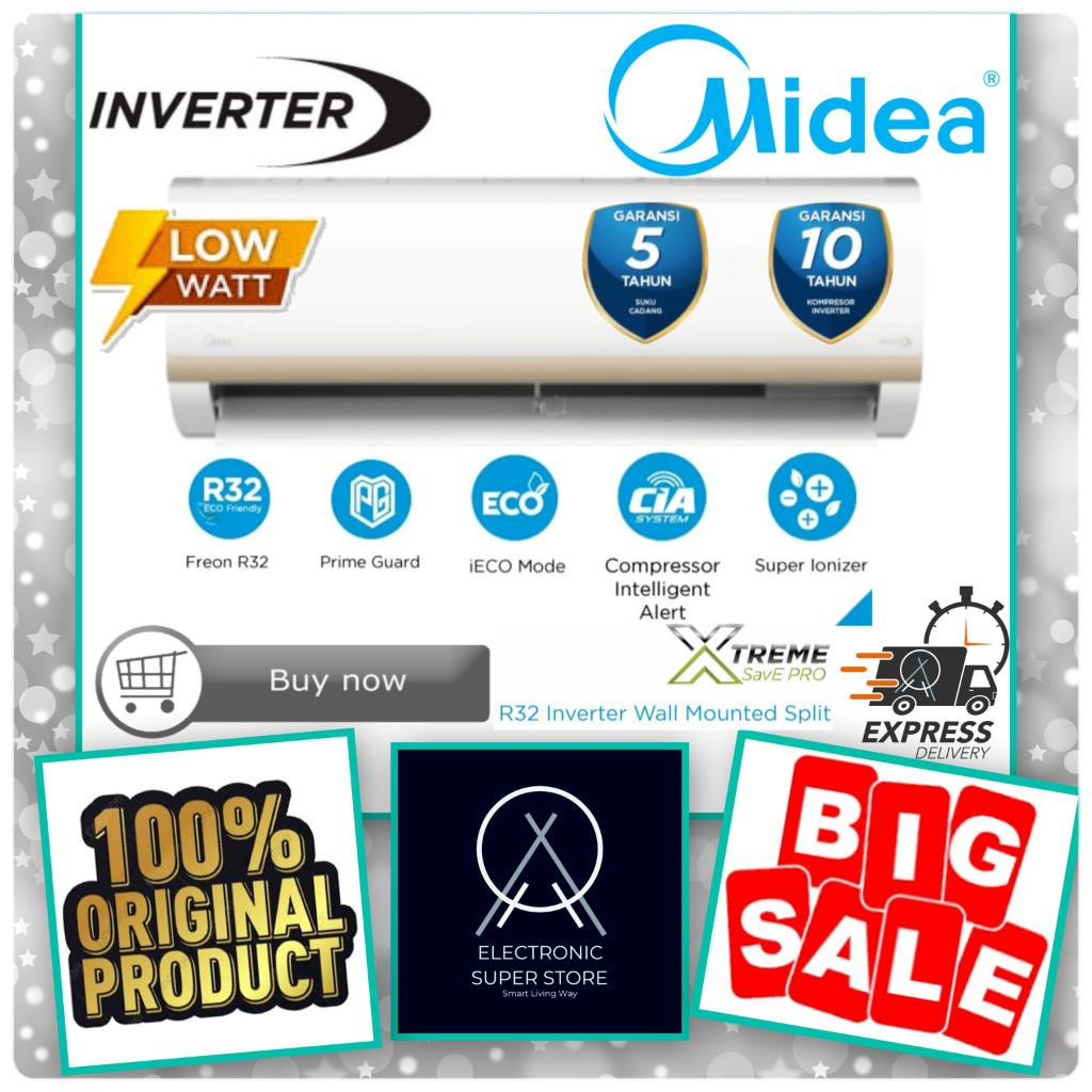 MIDEA AC MSIAF-05CRDN2X MSIAF05 05CRDN2X 1/2 PK INVERTER SUPER LOW WATT MIDEA AC 0.5PK LOW WATT
