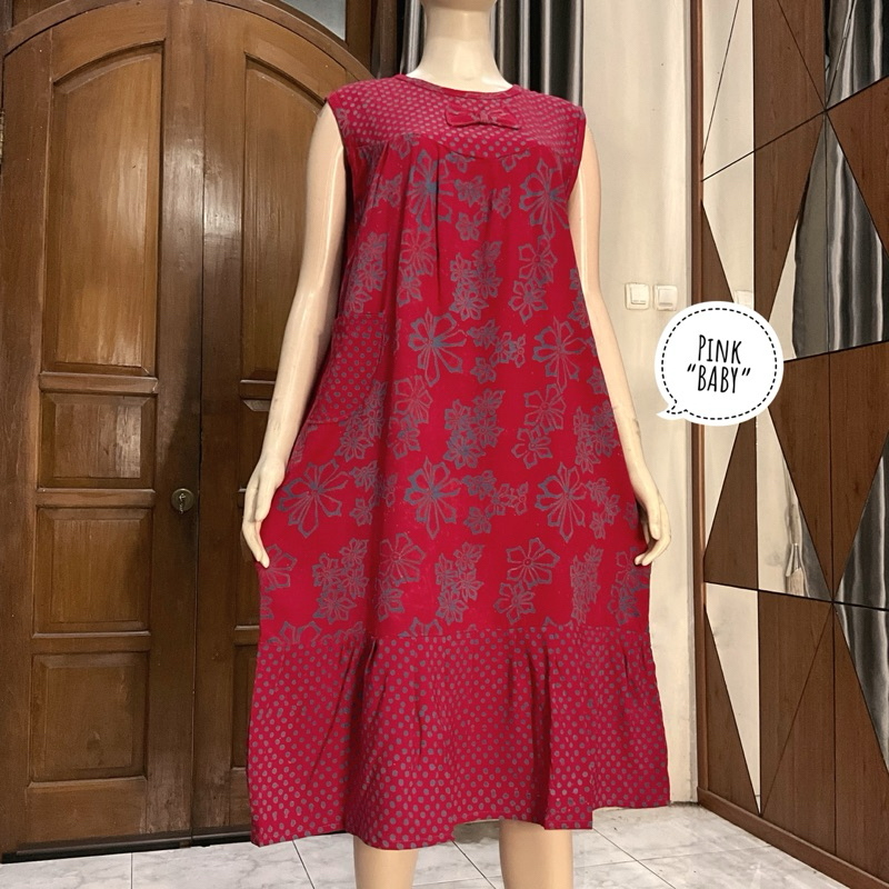 NTSY/ Daster Batik Cap Solo Pita Tanpa Lengan Kutung Daster Yukensi Homedress Sleeveless LD 105