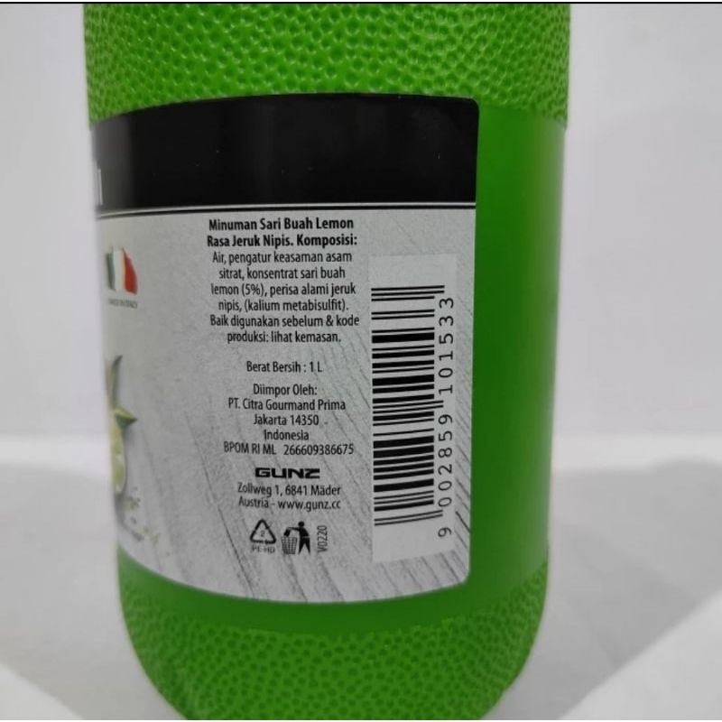

Piacelli Lemon Lime Juice Concentrate 1L - Sari Lemon Jeruk Nipis
