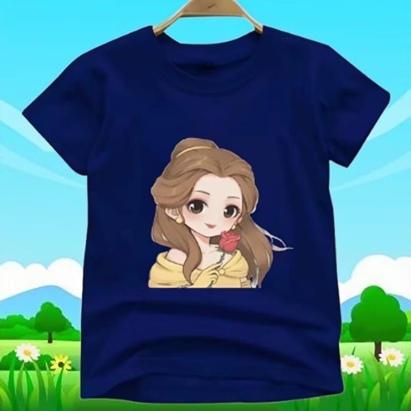 Kaos anak motif princess belle(2-10 tahun) untuk cewe