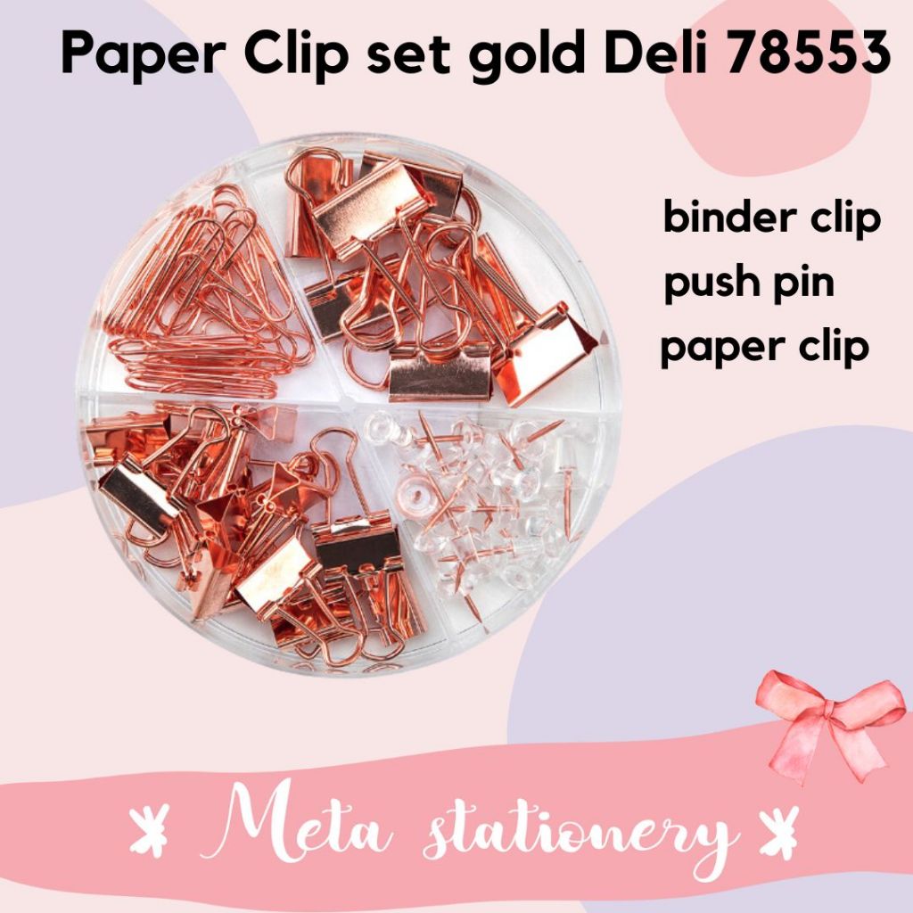 

Paper Clip Set Gold / Paper Clip / Binder Clip / Push Pin Set Deli 78553