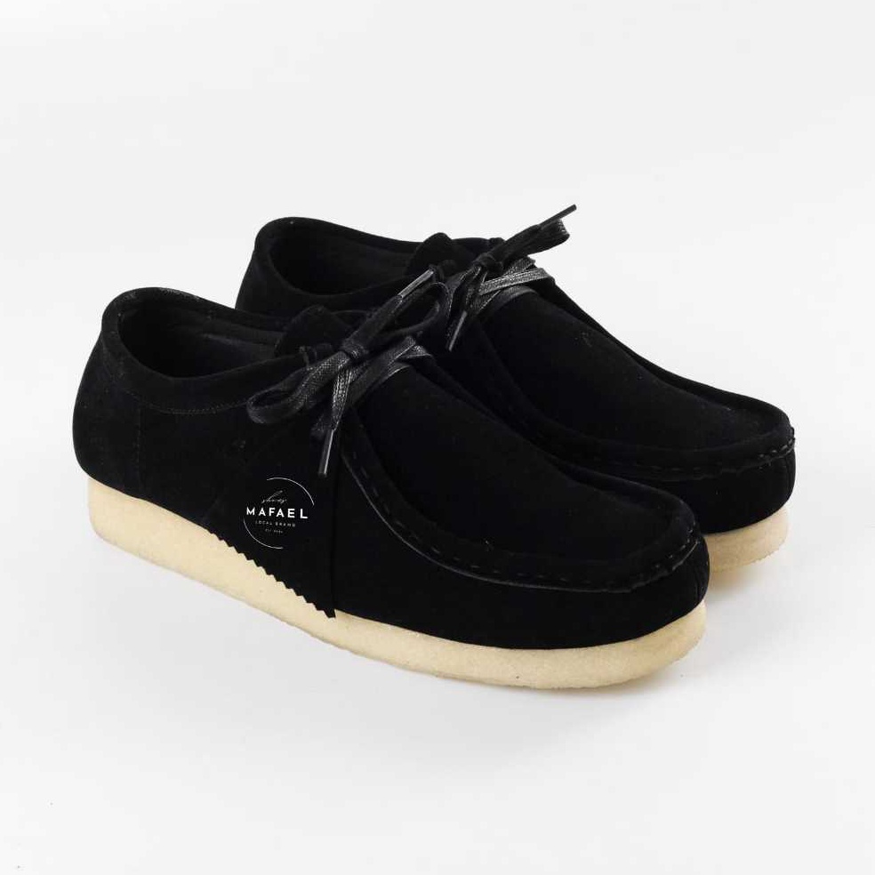 KODE X52P Sepatu Kasual Pria  Sepatu Chungky Wallabee  Sepatu Clarks Suede Natural Black