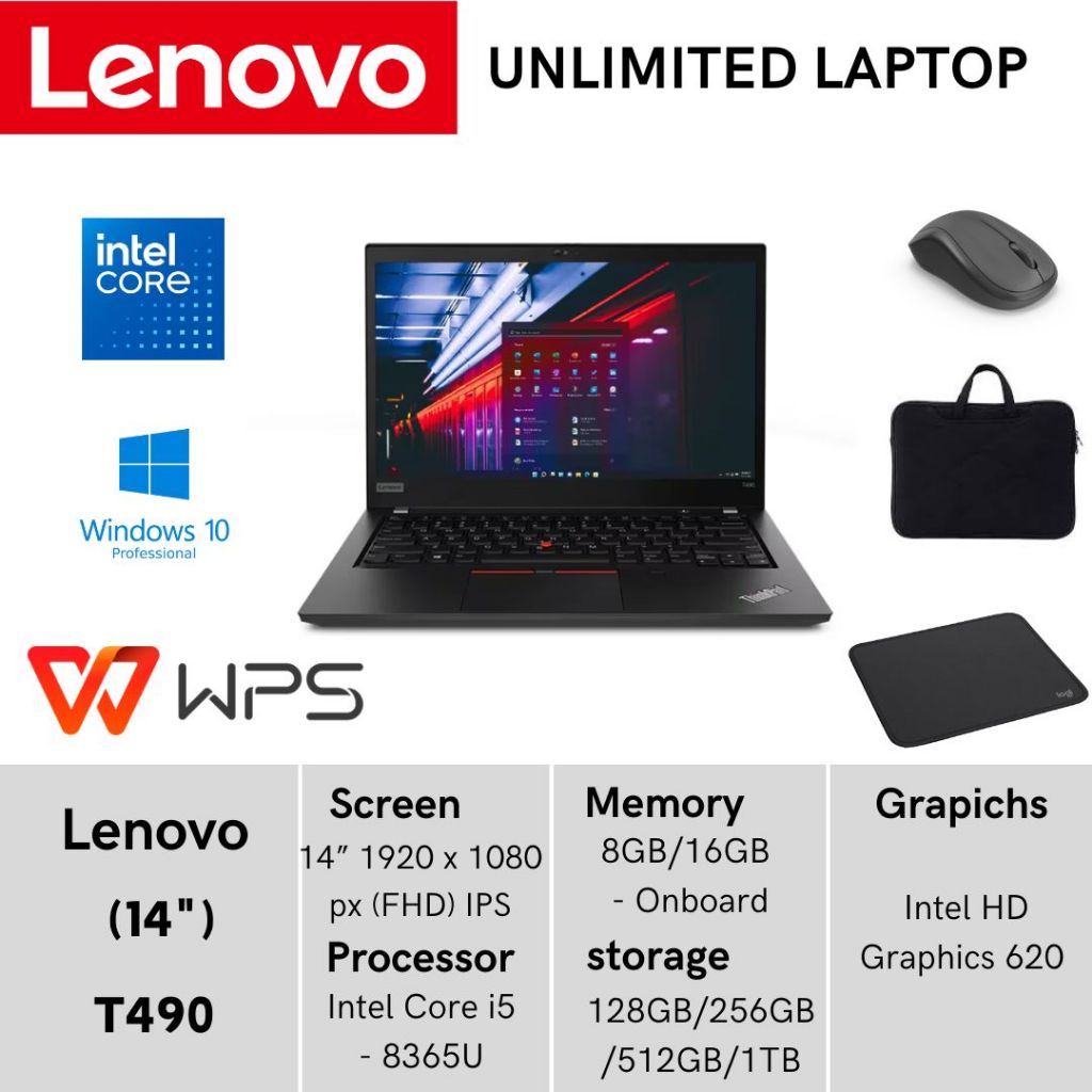 LAPTOP LENOVO THINKPAD T490 T490S  CORE I5 I7 GEN 8 -  LAYAR 14 INCH PENINGKATAN TERBARU