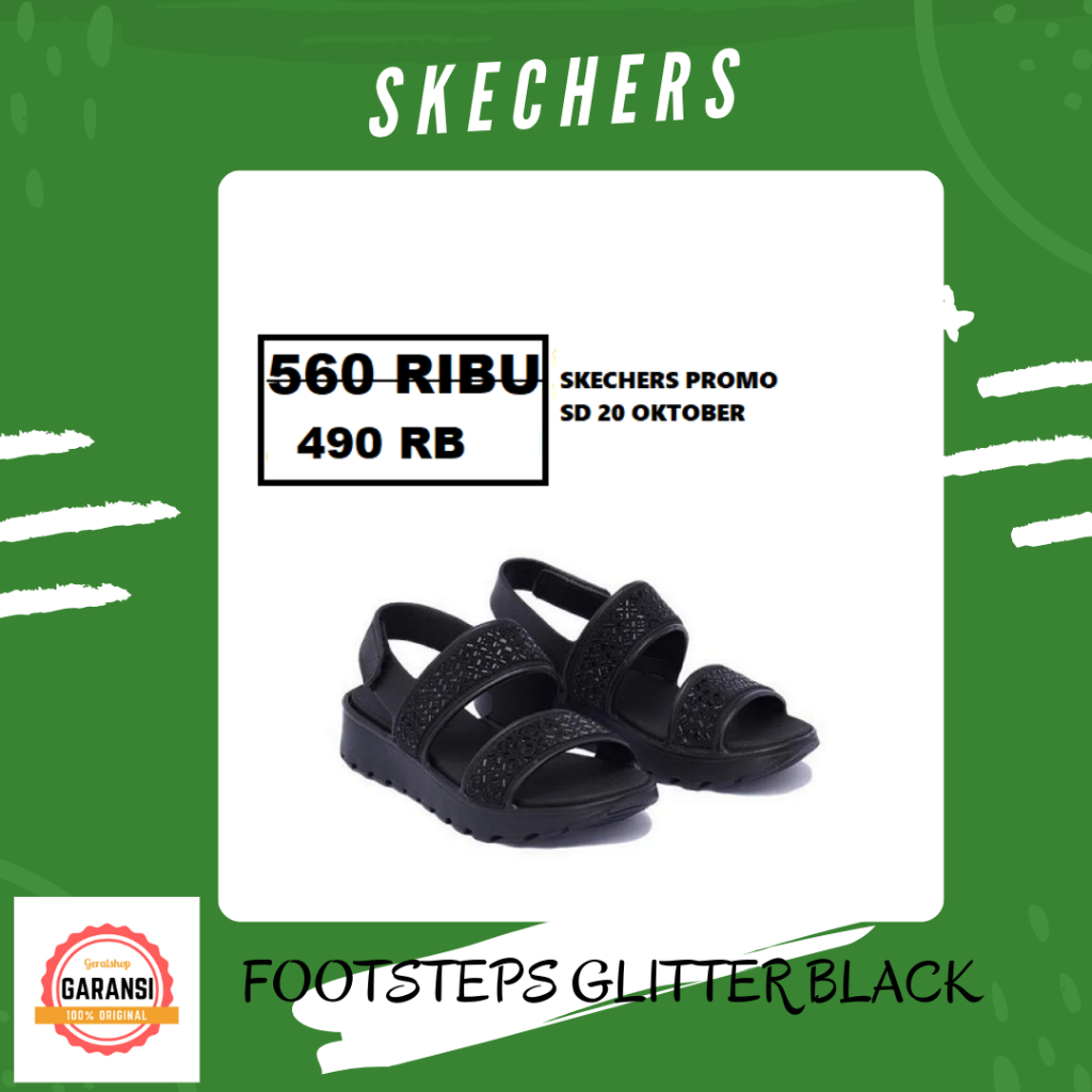 Sandal Skechers wanita seri FOOTSTEPS GLITTER sale ORI 100%