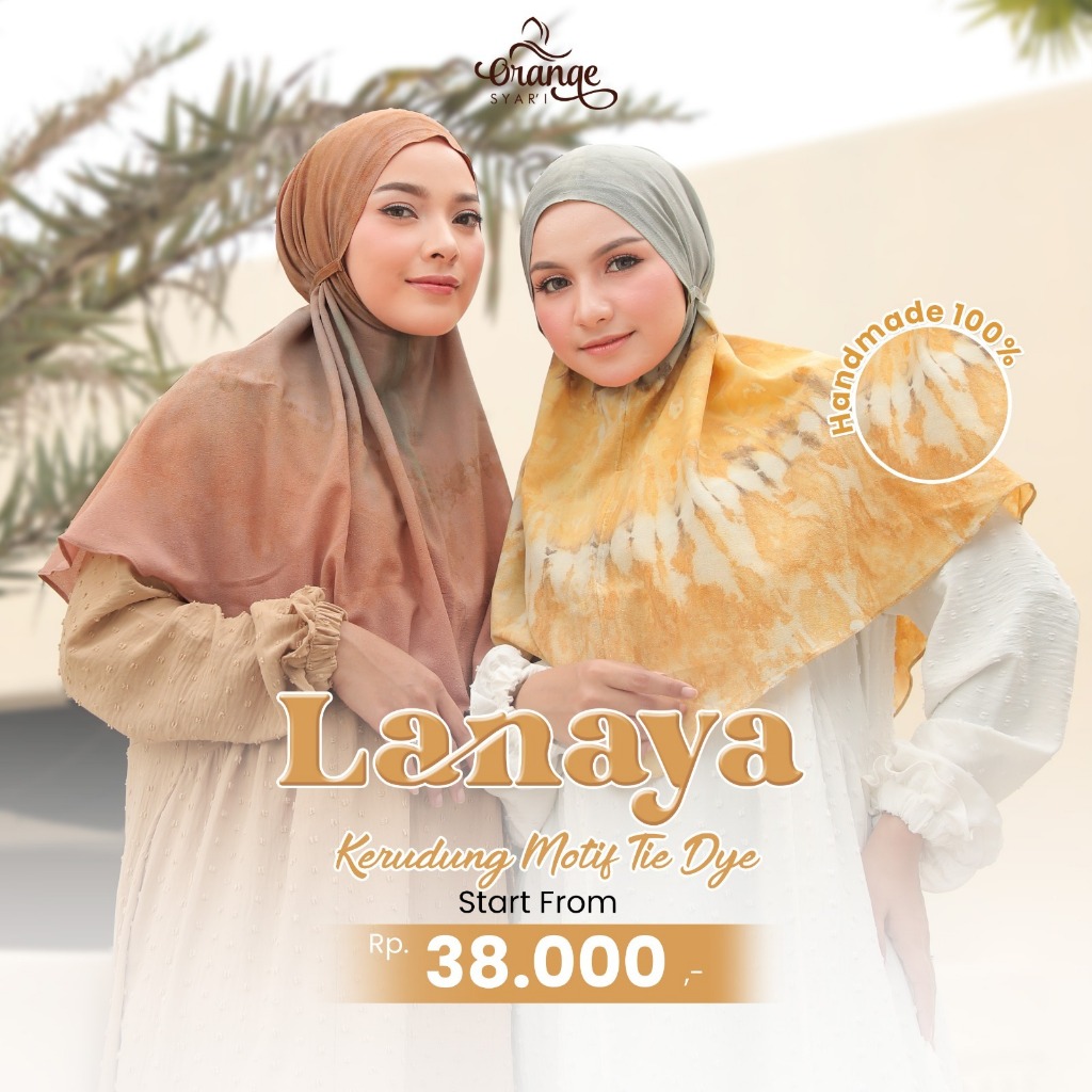Hijab Instan Tali Non Pad Kerudung Motif Tie Dye Lanaya Bergo
