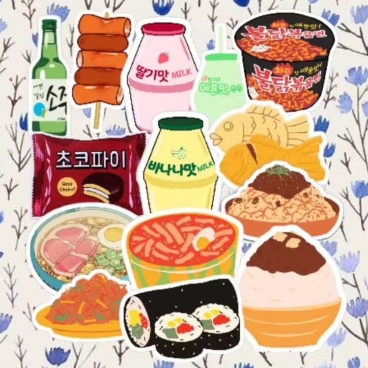 

30 pcs Sticker Makanan Korea Stiker Korean Food Dish Cuisine Seoul Journal Scrapbook Aesthetic Vinyl