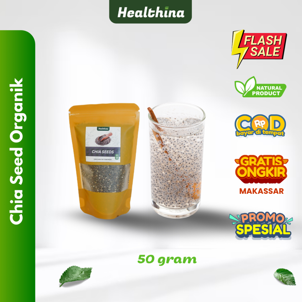 

Chia Seed 50 gram Organik Grade Premium Diet Imunitas - Biji Chiaseed Black Original COD Makassar